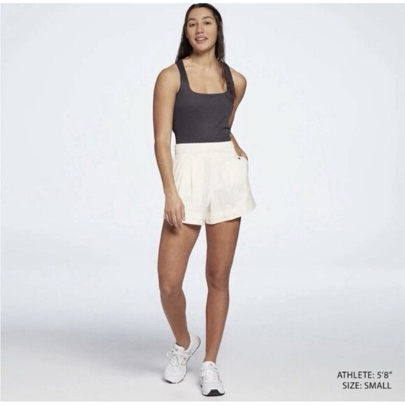 Calia Journey Collection Double Layer Hem High Rise Shorts 4" Ivory Short Large - Picture 1 of 4